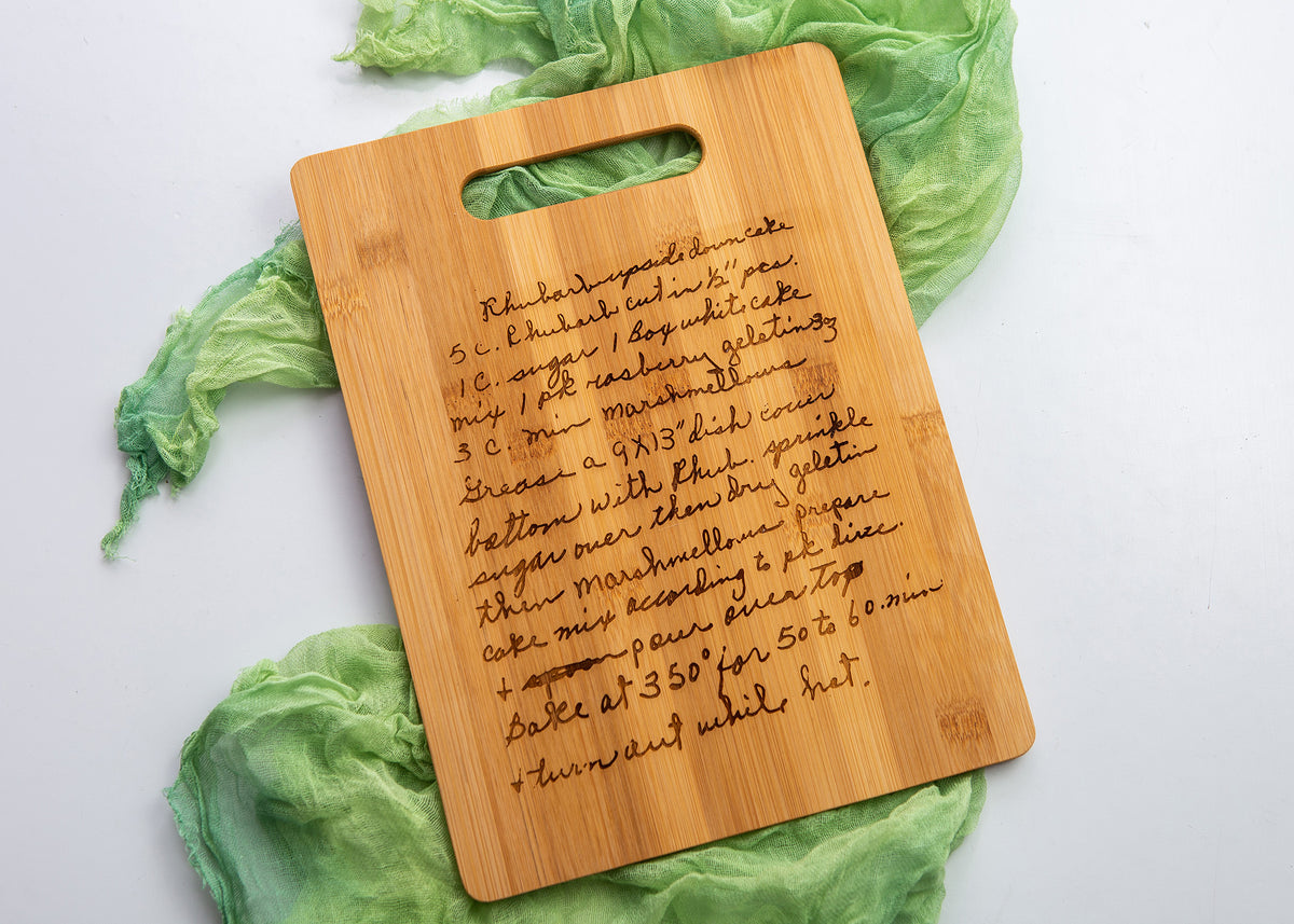 Engraved Bamboo Cutting Board Using Handwritten Recipe – The Cracked Pig