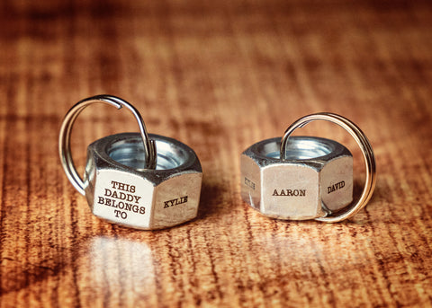 Personalized Hex Nut Keychain for Father's Day