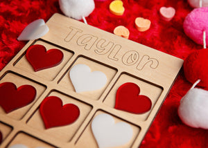 Valentine's Tic-Tac-Toe game board set.