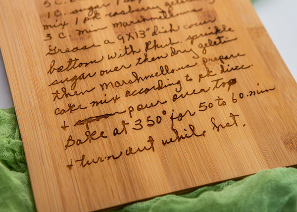 Recipe Cutting Board - Engraved Handwritten Recipe