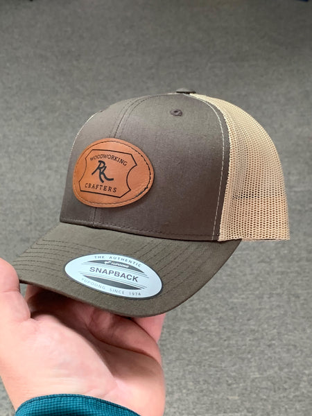 Custom cap with laser engraved leatherette patch.