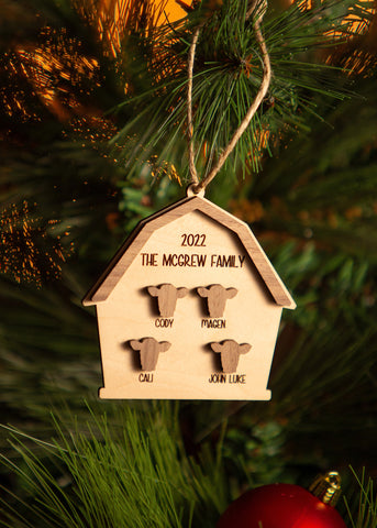 Cattle Barn Christmas Ornament
