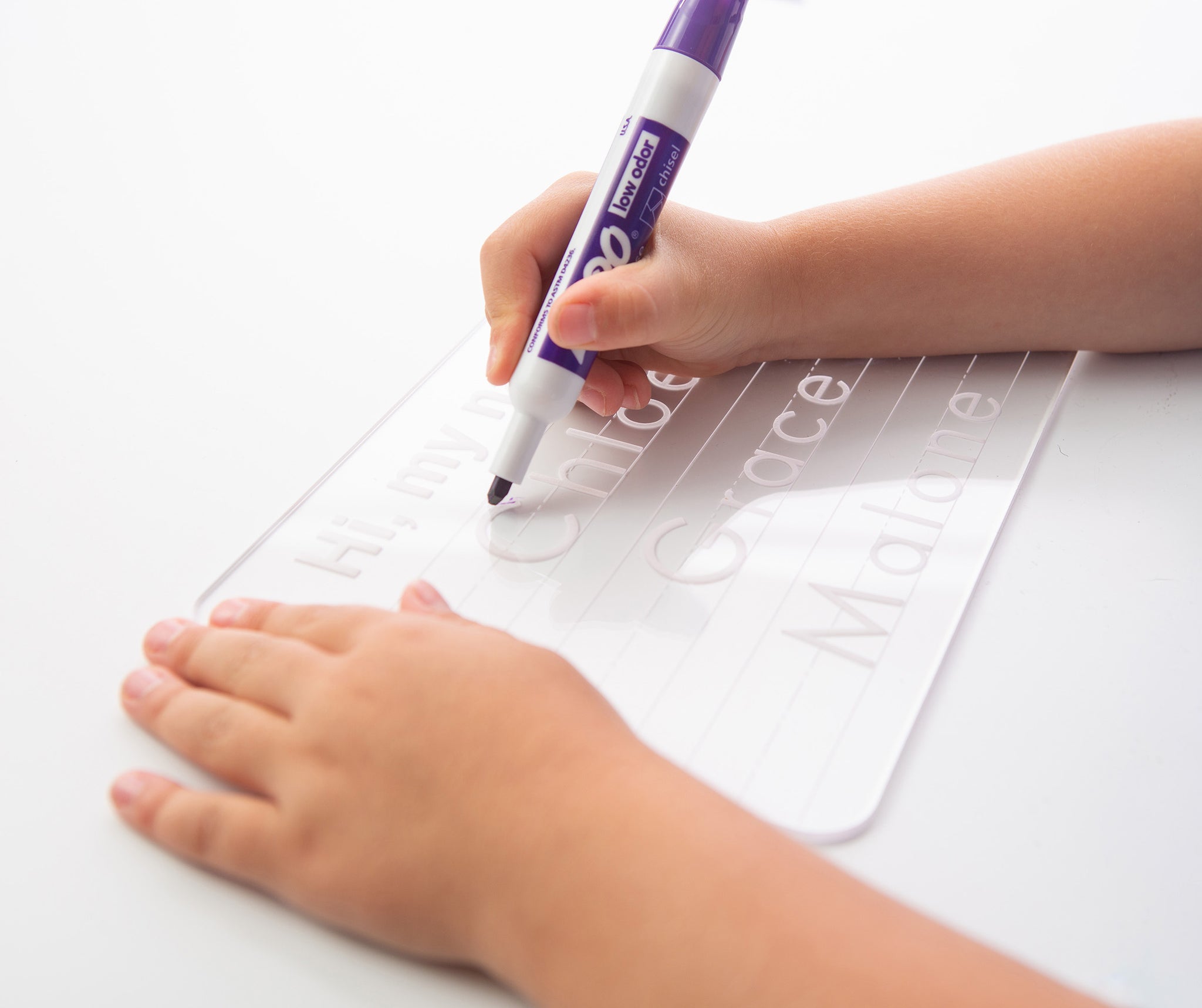 Acrylic dry erase name tracing board, penmanship board, nursery