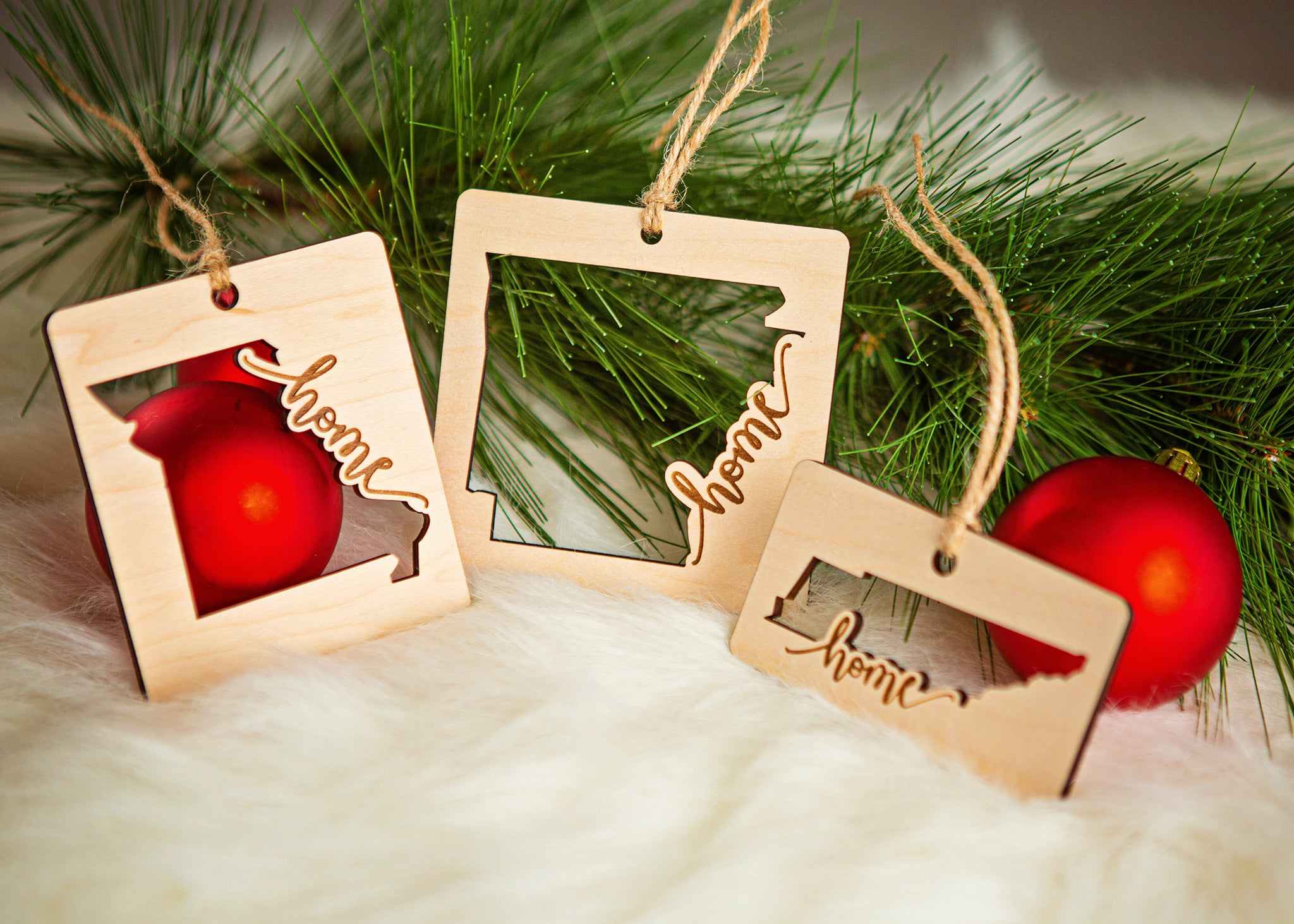 Laser Cut State Christmas Ornaments