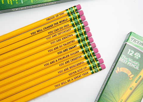 Positive Affirmations Engraved Pencils - One Dozen