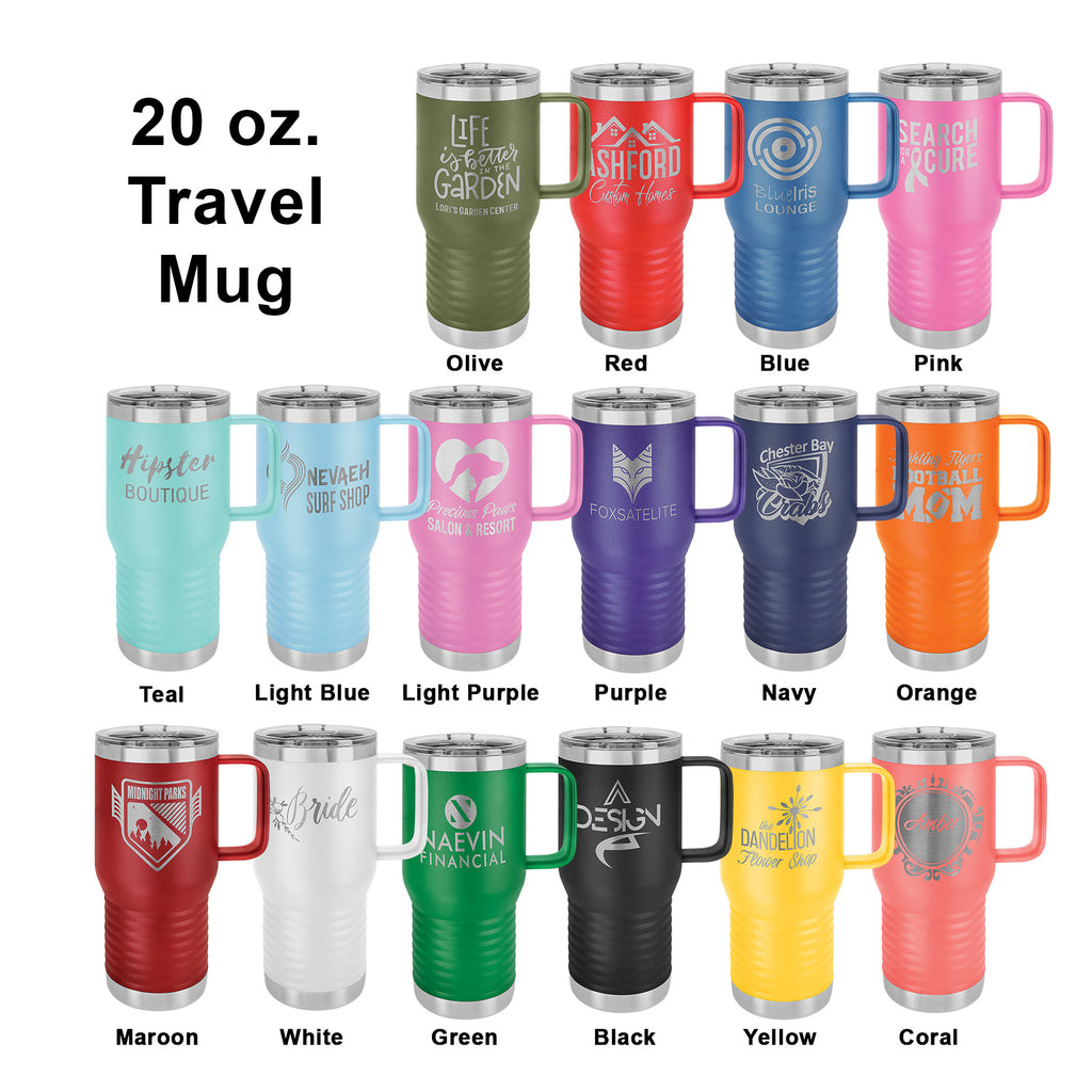 Design Bulk Custom 20 oz Travel Tumblers w Handle and Engraved